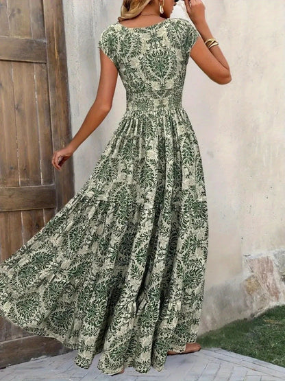 Hazel Blues® |  Printed Cap Sleeve Maxi Dress