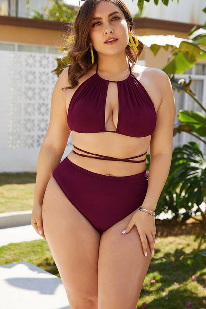 Hazel Blues® | Cutout Tied Backless Bikini Set
