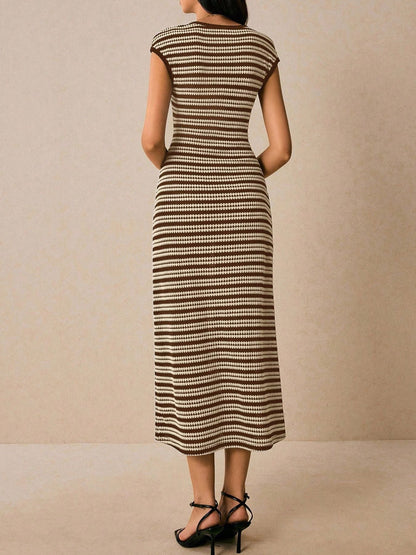 Hazel Blues® |  Striped Cap Sleeve Bodycon Midi Dress