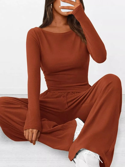 Hazel Blues® |  Long Sleeve Top and Wide Leg Pants Set