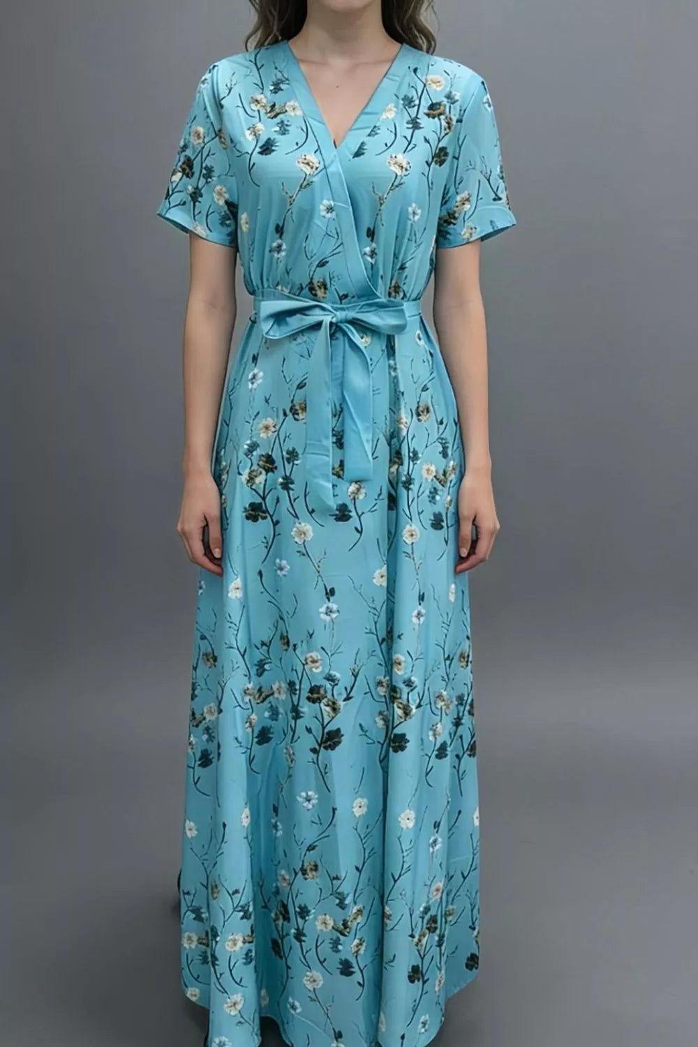 Hazel Blues® |  Floral Print Wrap Maxi Dress