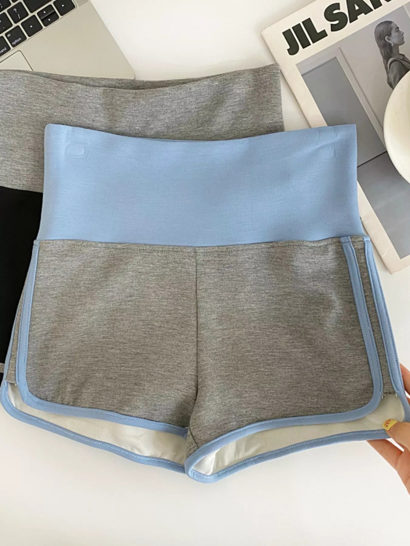 Hazel Blues® |  High Waist Contrast Trim Shorts