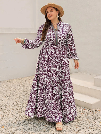 Hazel Blues® | Floral Print Maxi Dress with Long Sleeves