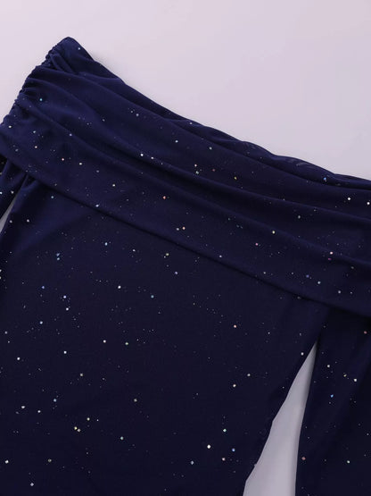 Hazel Blues® |  Glitter Off-Shoulder Maxi Dress