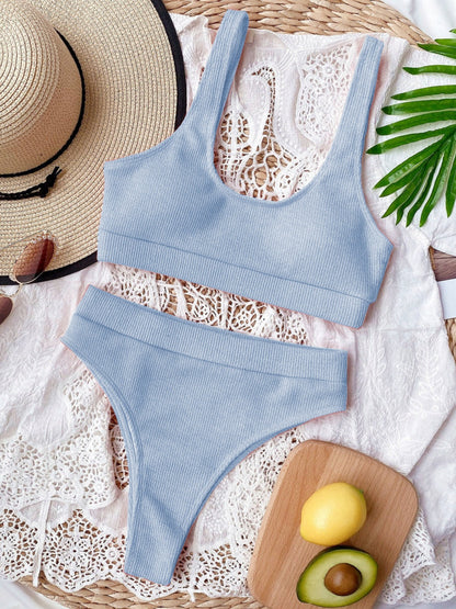 Hazel Blues® | Scoop Neck Wide Strap Two-Piece Swim Set