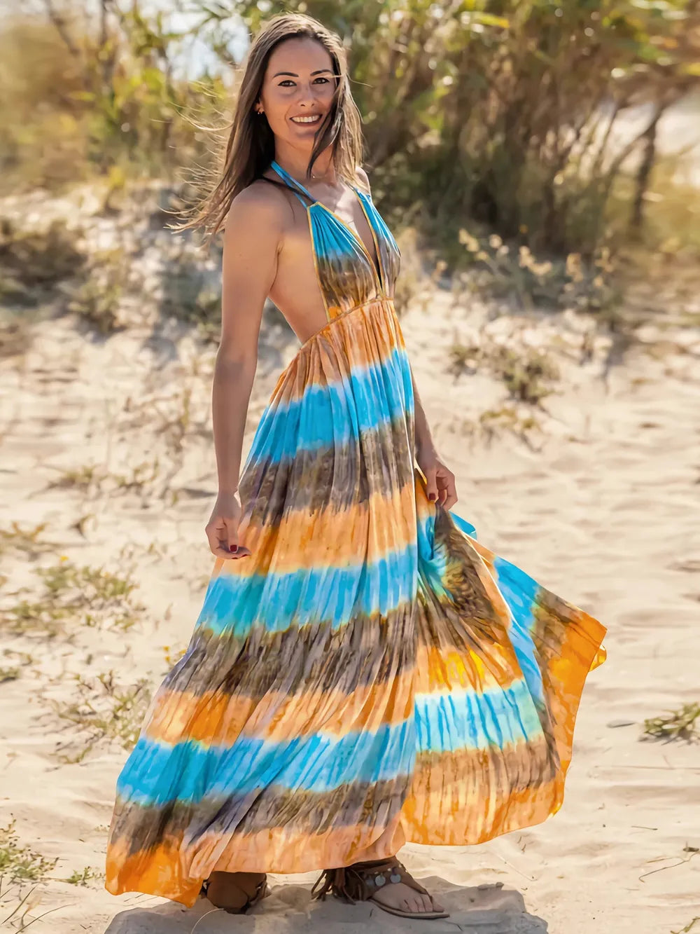 Hazel Blues® |  Tie-Dye Halter Neck Dress