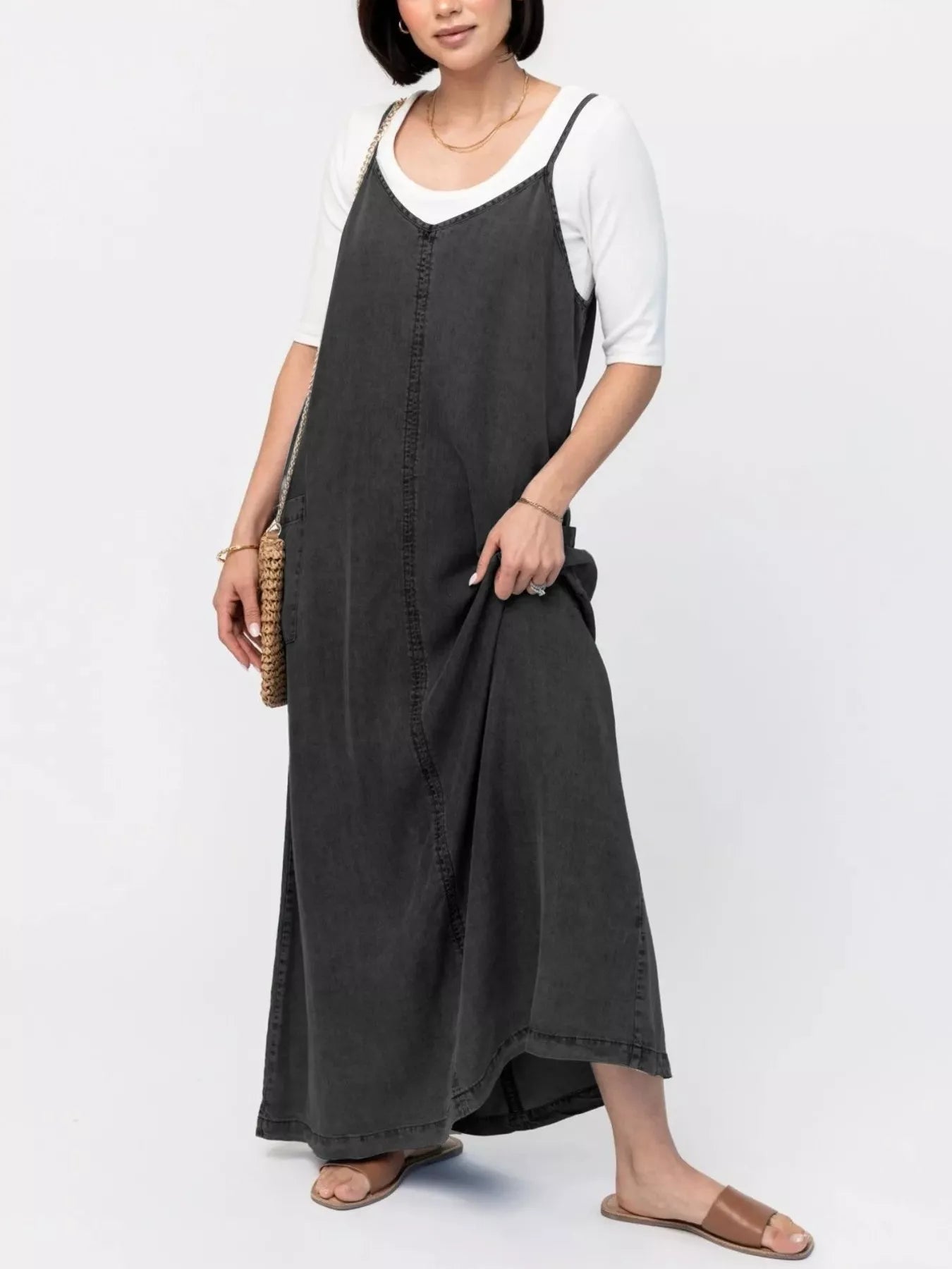 Hazel Blues® |  Casual Washed Denim Cami Maxi Dress