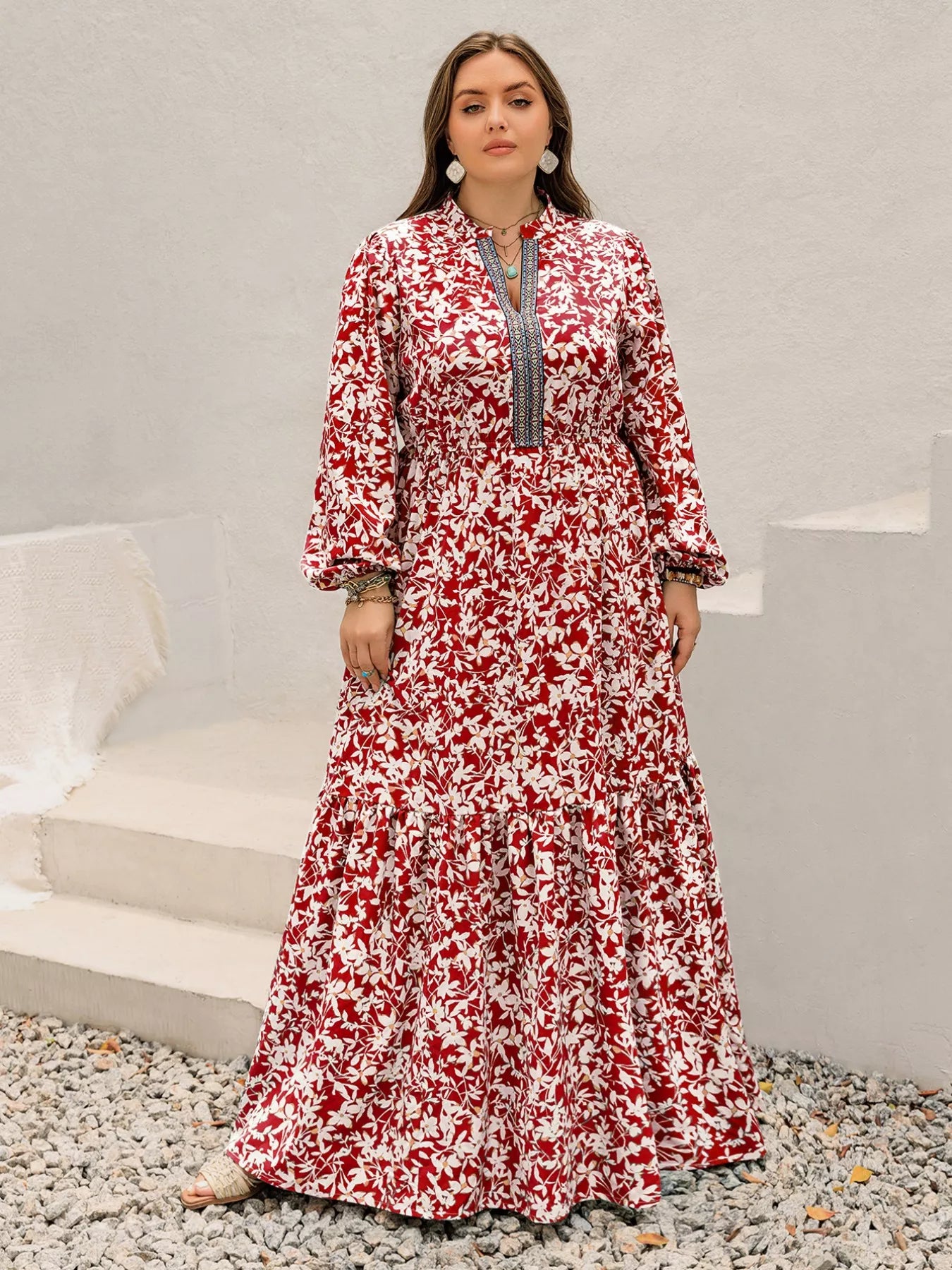 Hazel Blues® | Floral Print Long Sleeve Maxi Dress