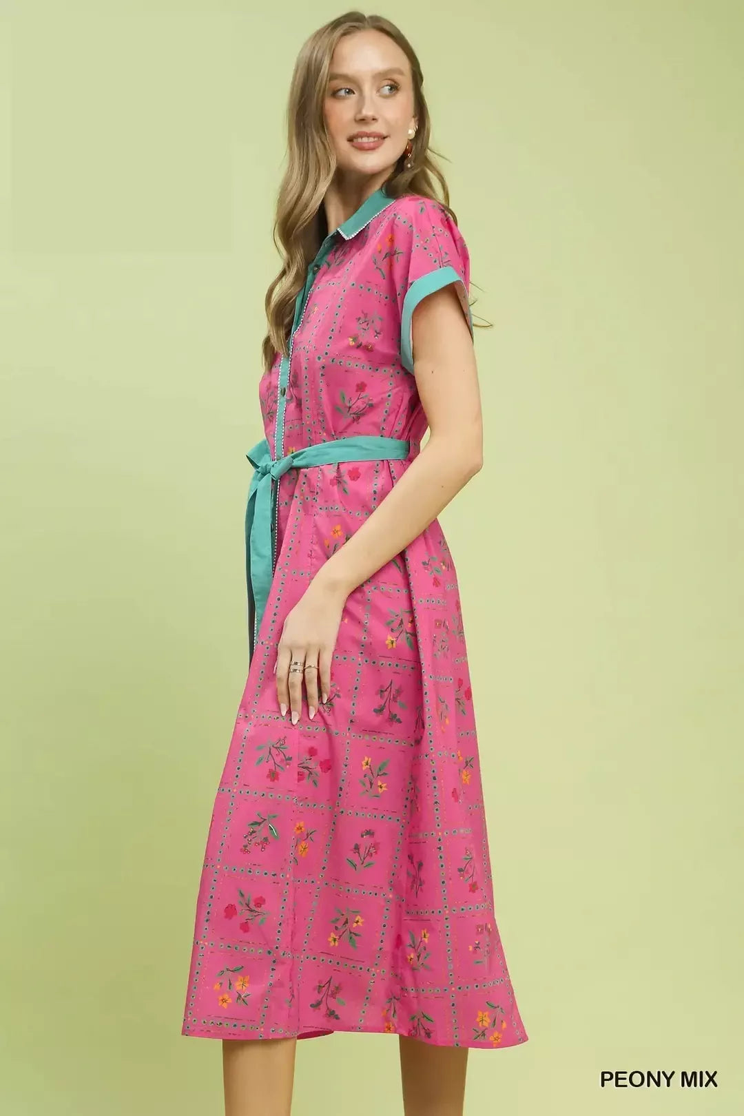Hazel Blues® |  Umgee Mix Floral Button-Front Midi Dress