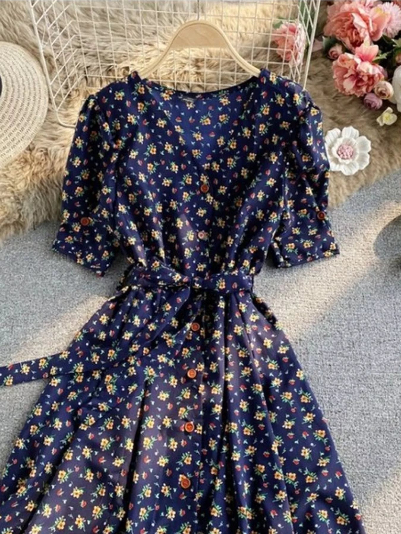 Hazel Blues® |  Floral Print V-Neck Midi Dress