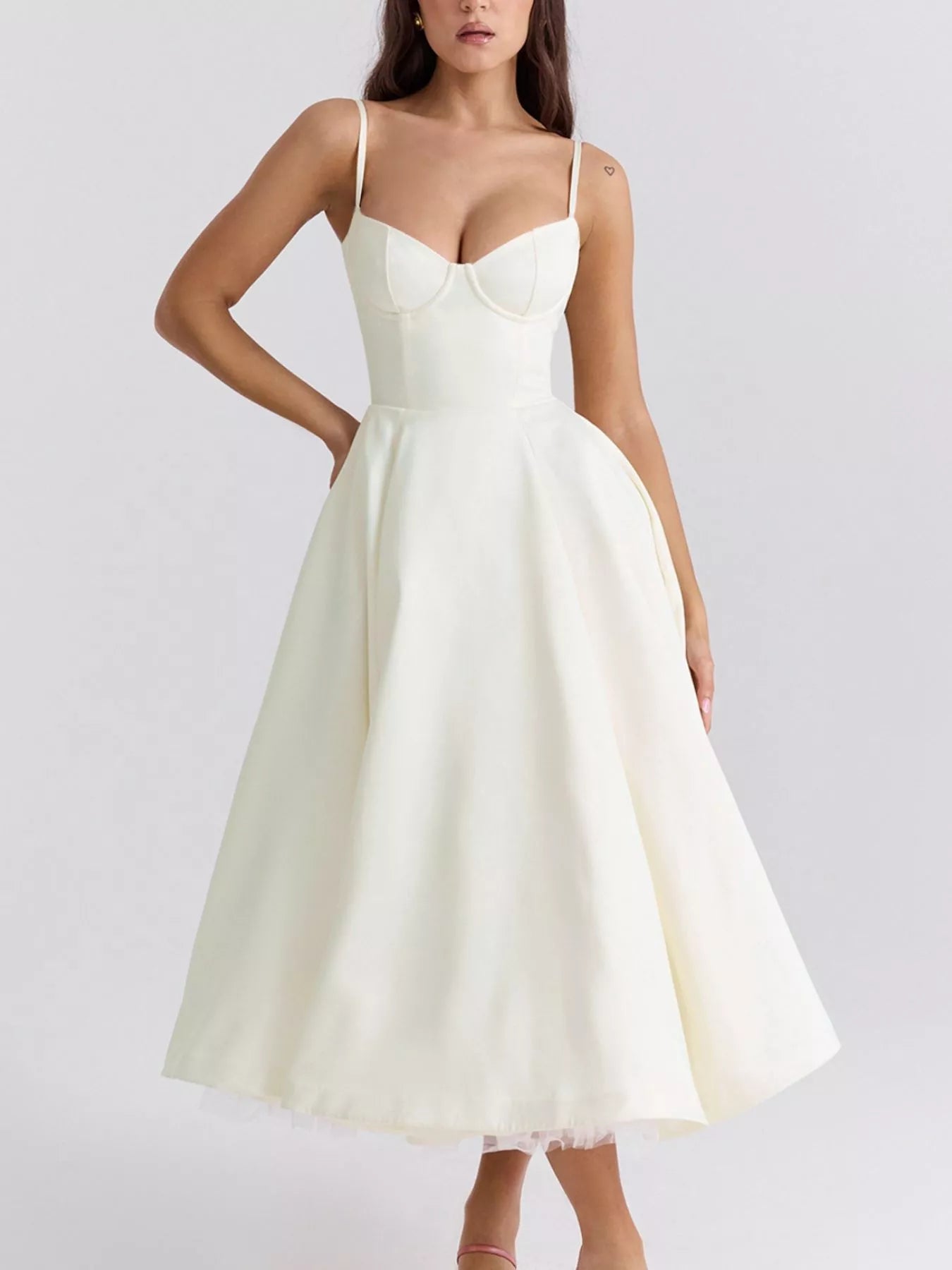 Hazel Blues® |  Sweetheart Neck A-Line Midi Dress