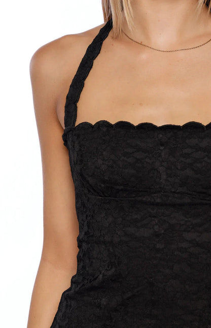 Charlee Black Lace Halter Neck Top