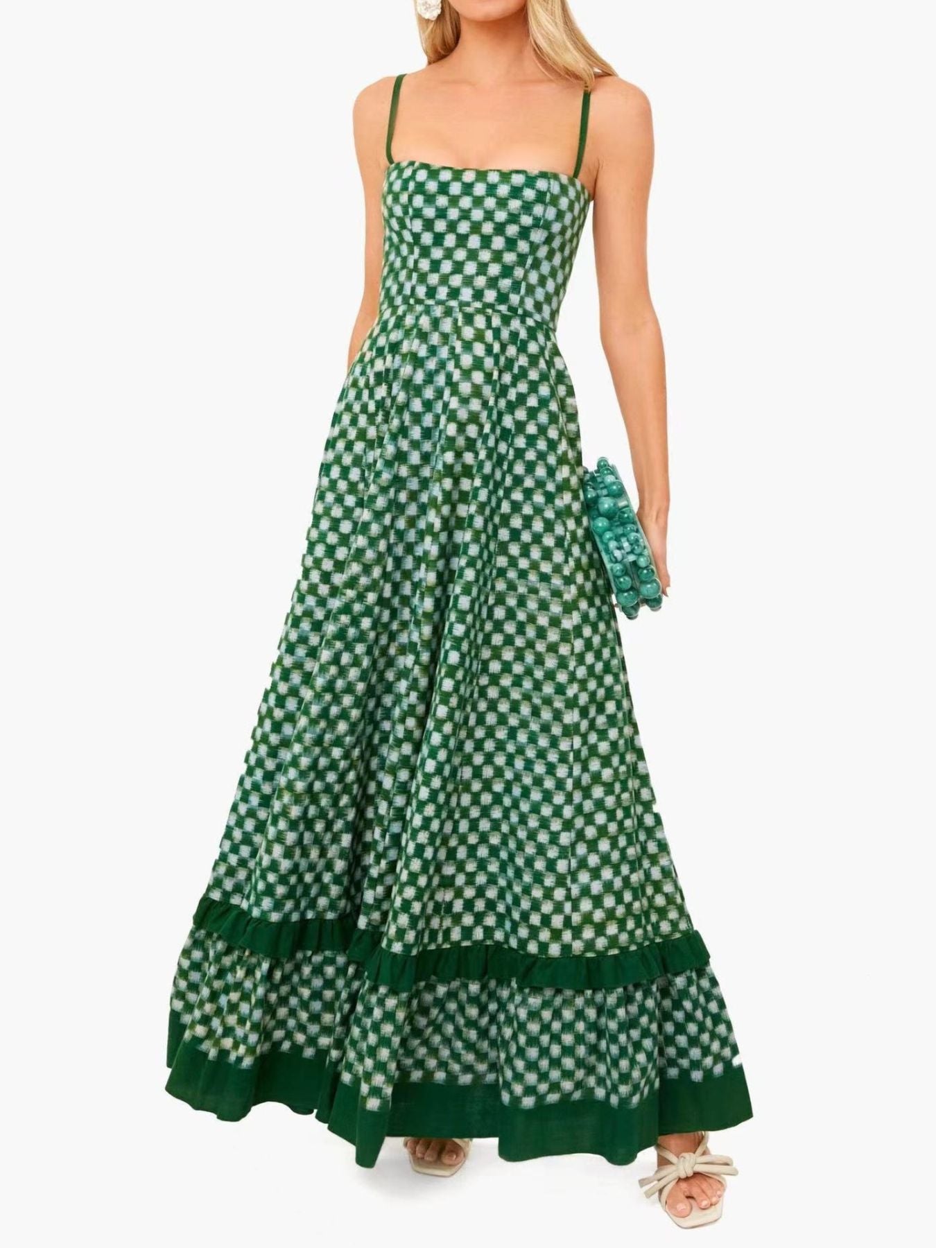 Hazel Blues® |  Checkered Spaghetti Strap Maxi Dress
