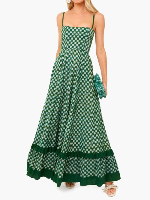 Hazel Blues® |  Checkered Spaghetti Strap Maxi Dress
