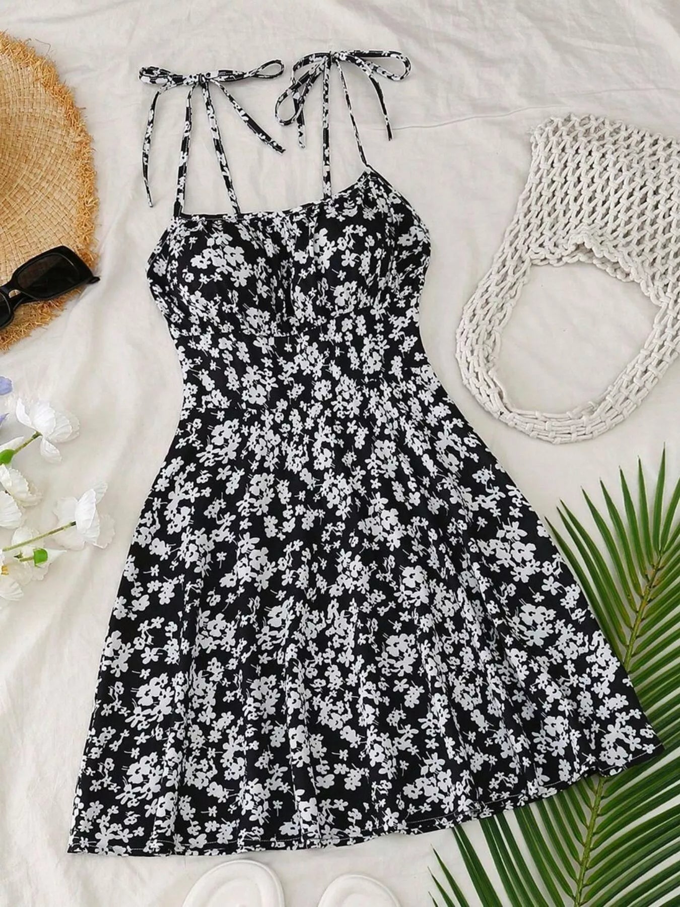 Hazel Blues® |  Floral Print Tie Strap Mini Dress
