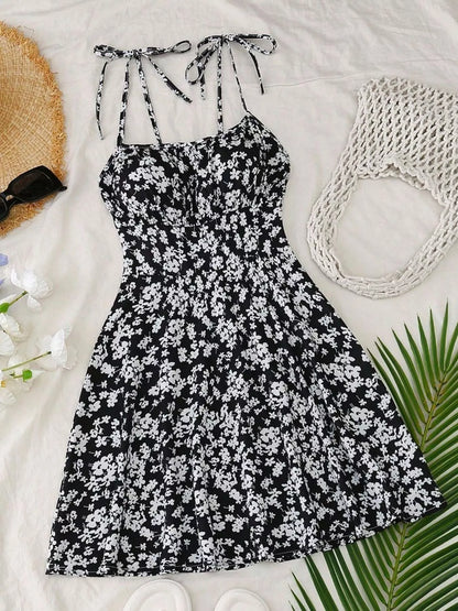 Hazel Blues® |  Floral Print Tie Strap Mini Dress