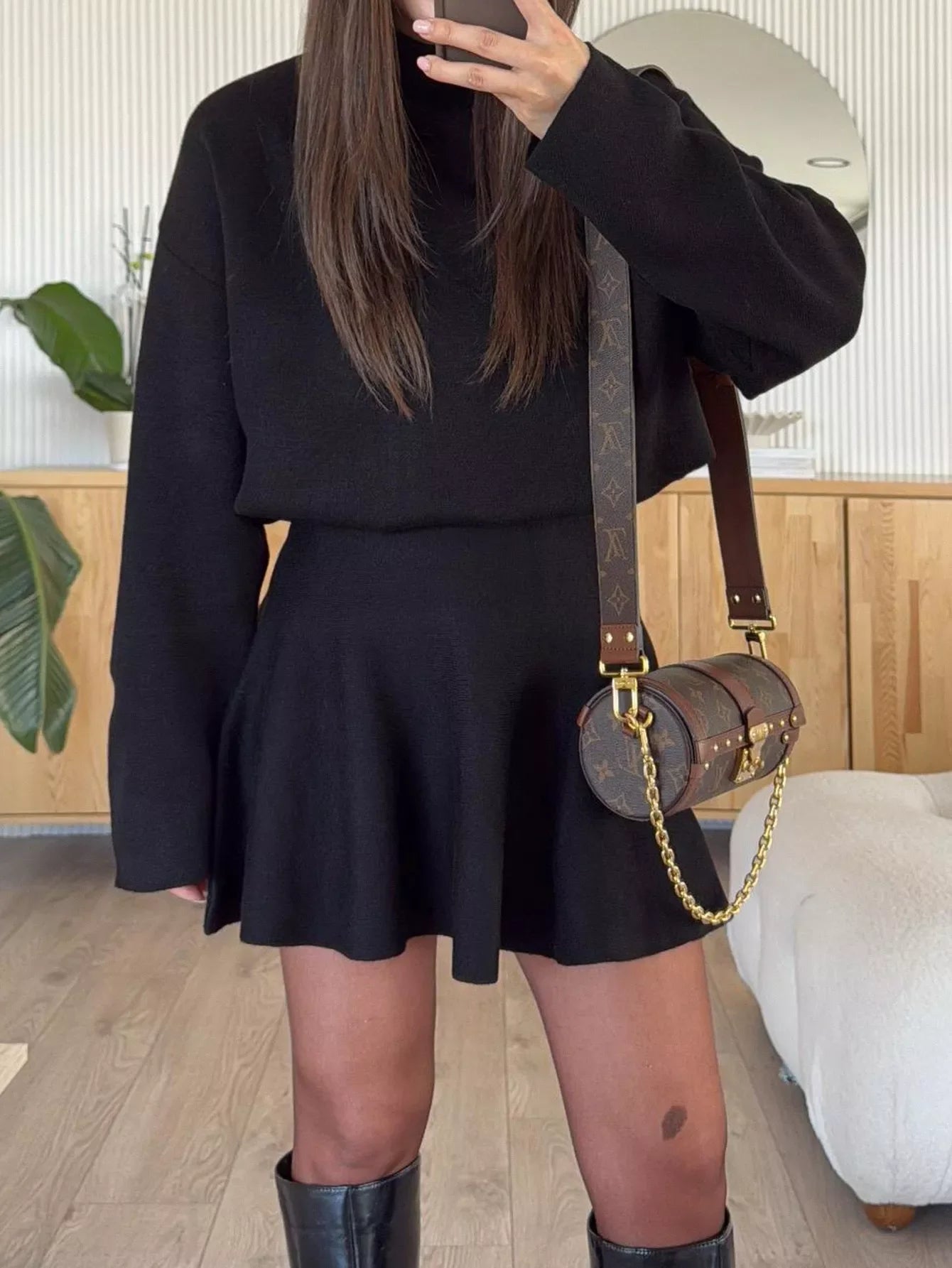 Hazel Blues® |  Turtleneck Dropped Shoulder Sweater and Skirt Set