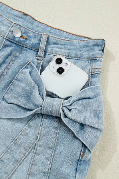 Hazel Blues® |  Bow Detail Denim Shorts with Pockets