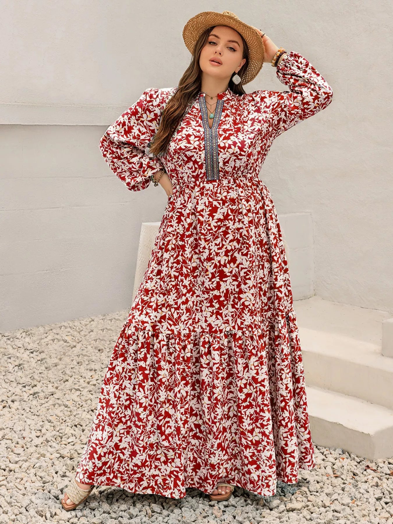 Hazel Blues® | Floral Print Long Sleeve Maxi Dress