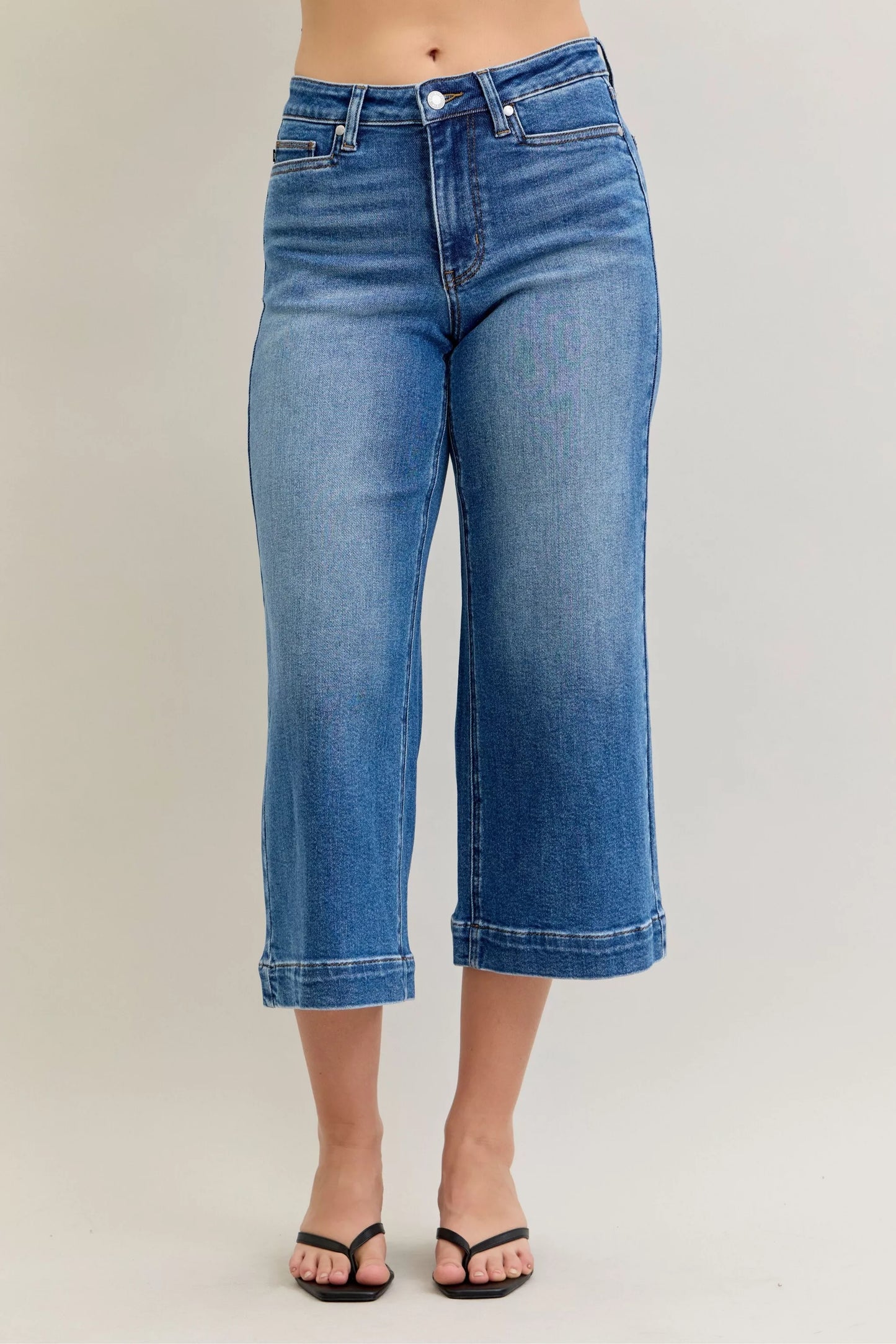 Hazel Blues® |  Judy Blue Mid Rise Crop Wide Leg Jeans