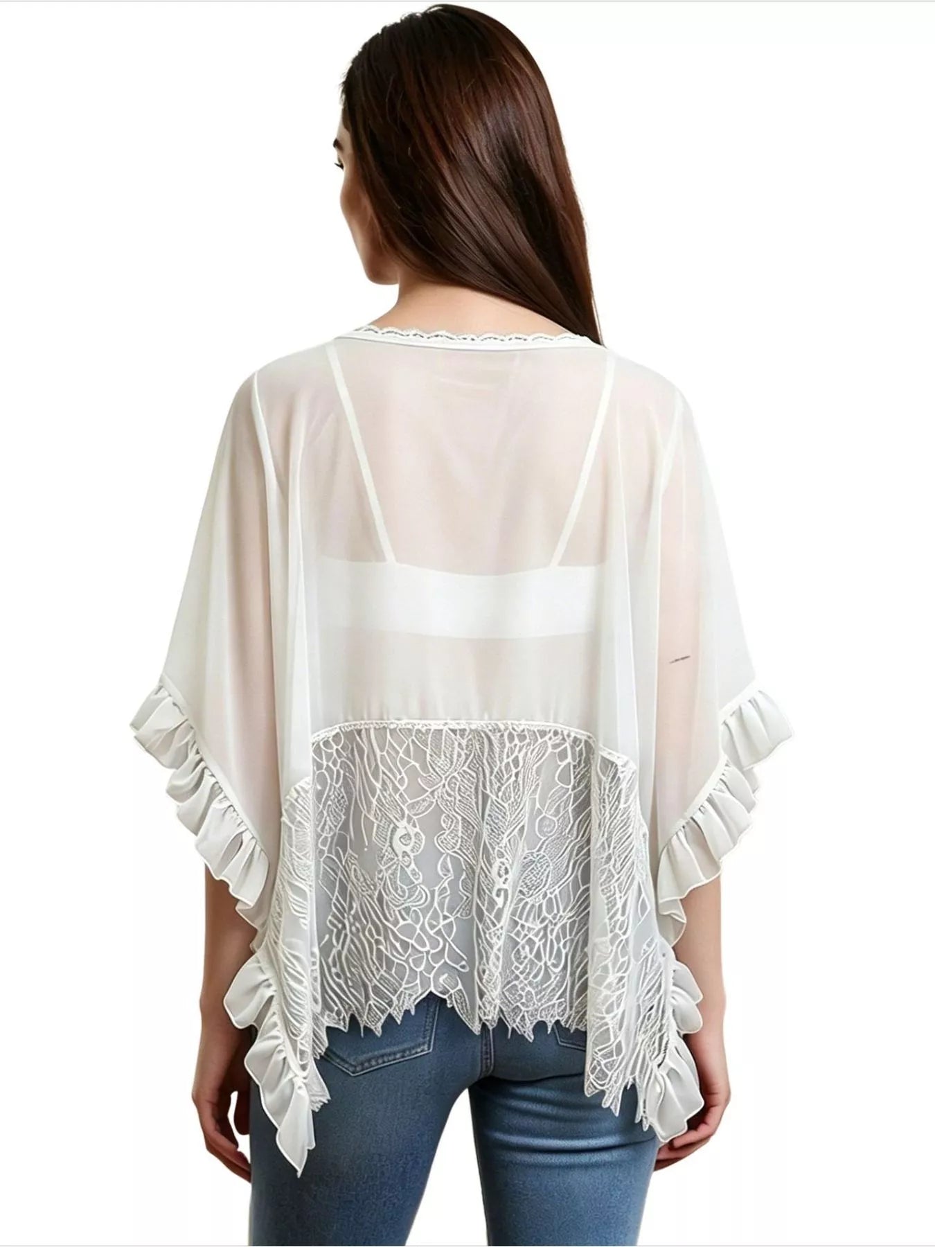Hazel Blues® | Lace Trim Flowy Cover-Up