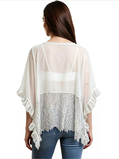 Hazel Blues® | Lace Trim Flowy Cover-Up