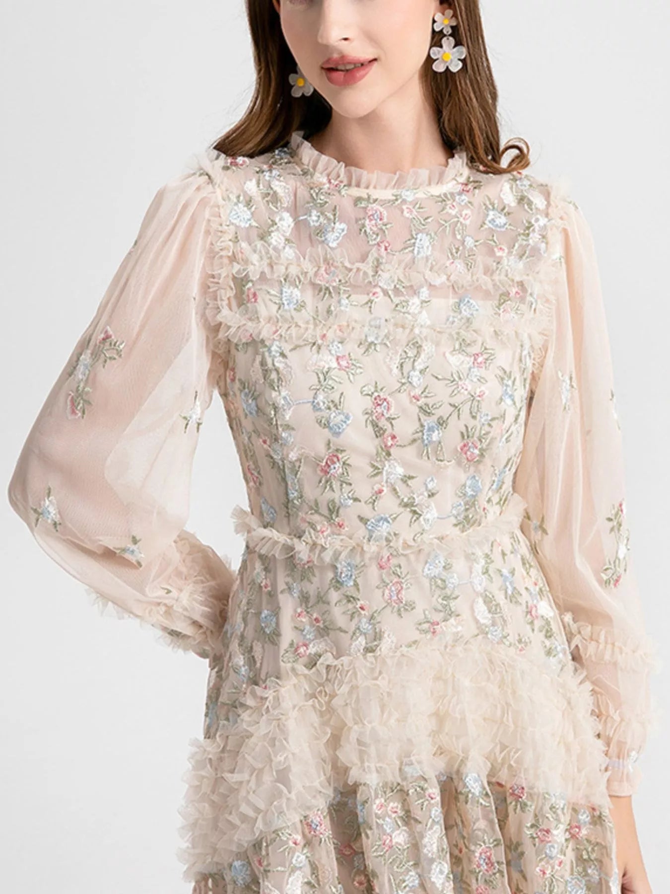 Hazel Blues® |  Floral Tulle Layered Maxi Dress