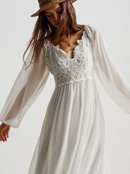 Hazel Blues® |  Boho Chic Crochet Lace Maxi Dress