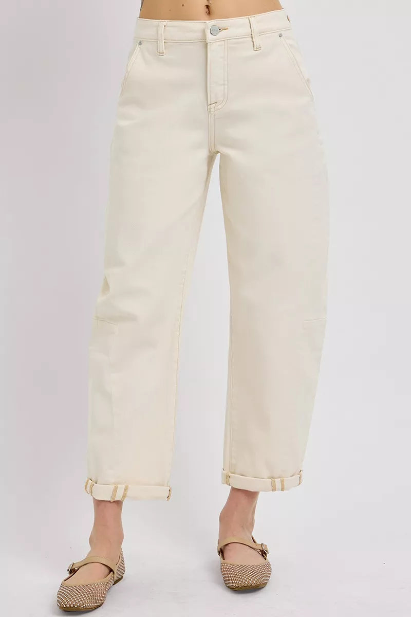 Hazel Blues® |  RISEN High Rise Relaxed Barrel Cuffed Jeans