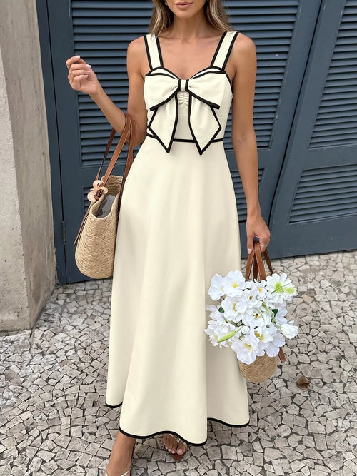 Hazel Blues® |  Bowknot Trim A-Line Midi Dress