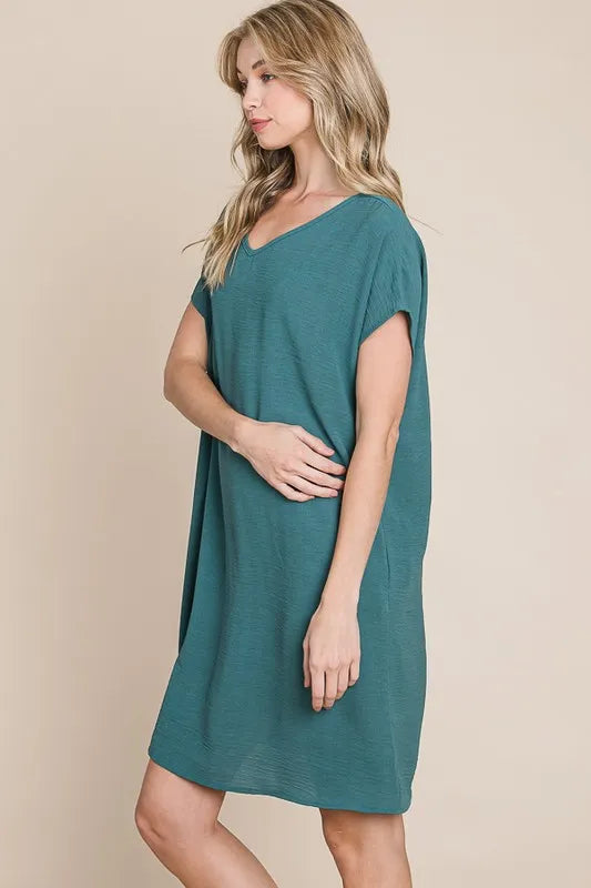 Hazel Blues® |  BOMBOM V-Neck Short Sleeve Dress with Pockets