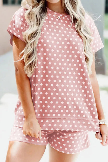 Hazel Blues® |  Polka Dot Print Tee and Shorts Set