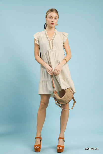 Hazel Blues® |  Umgee Linen Tiered Baby Doll Dress