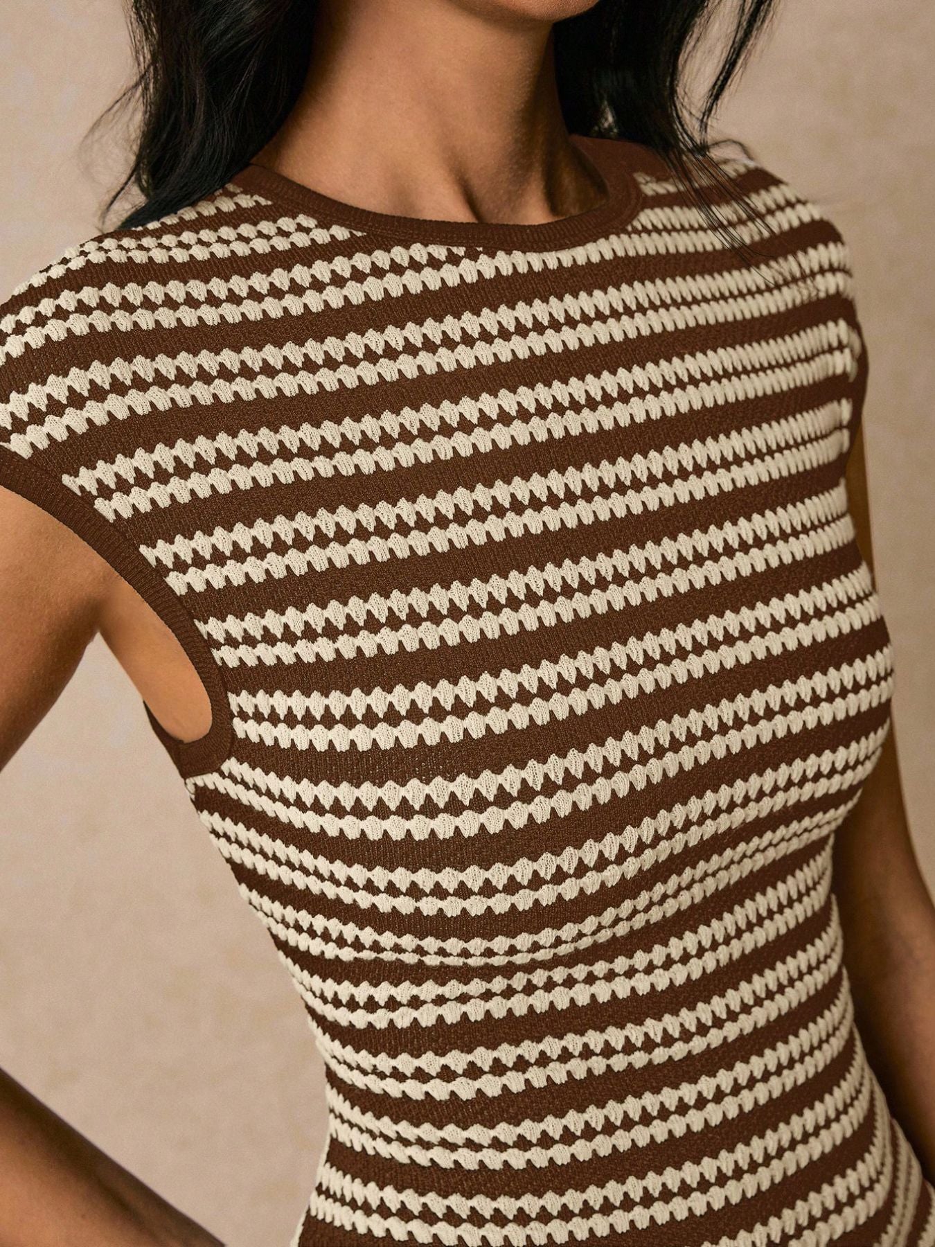 Hazel Blues® |  Striped Cap Sleeve Bodycon Midi Dress
