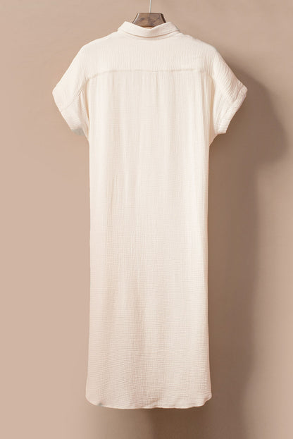 Hazel Blues® |  Apricot Crinkled Buttons Maxi Beach Dress with Slits