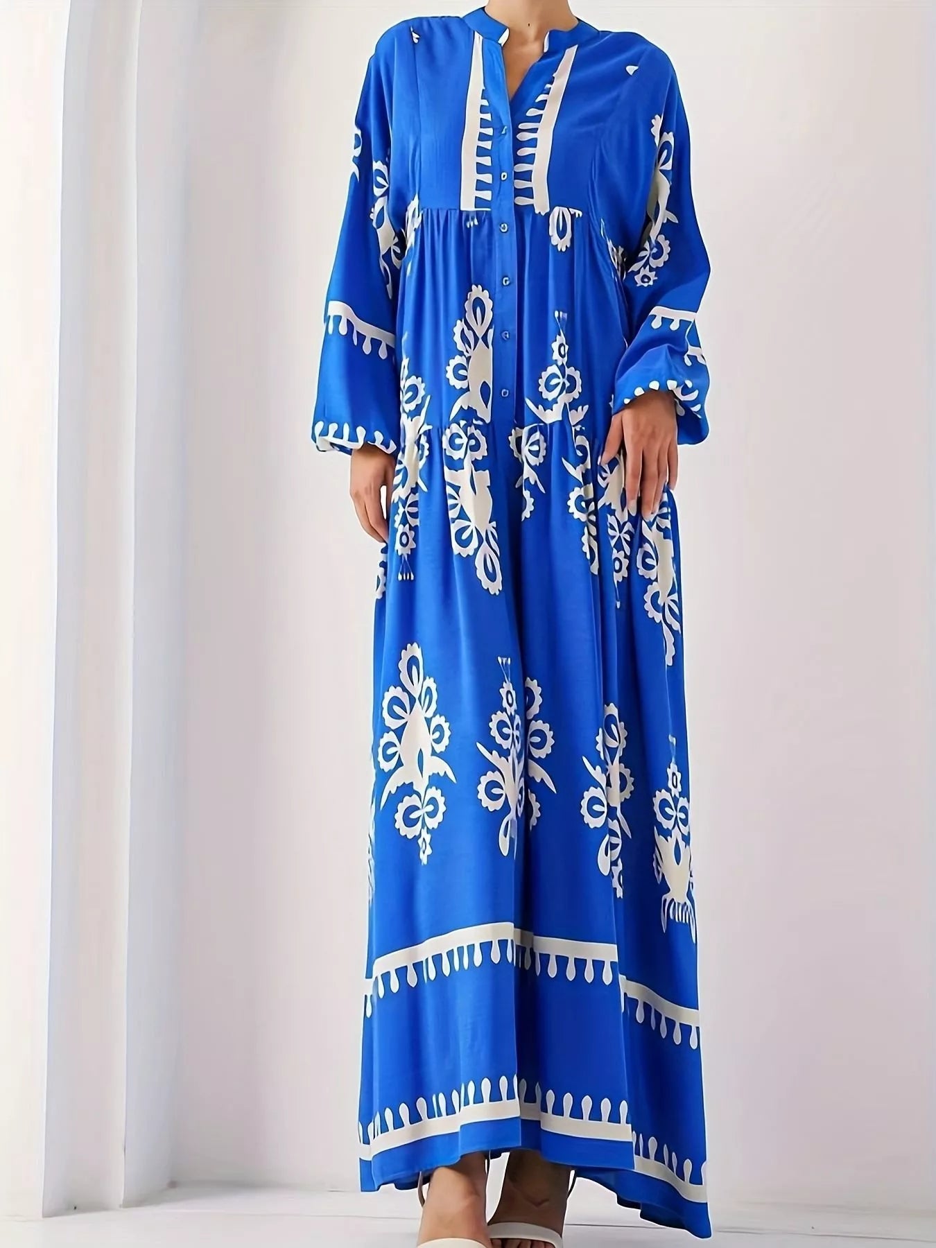 Hazel Blues® |  Bohemian Print Long Sleeve Maxi Dress