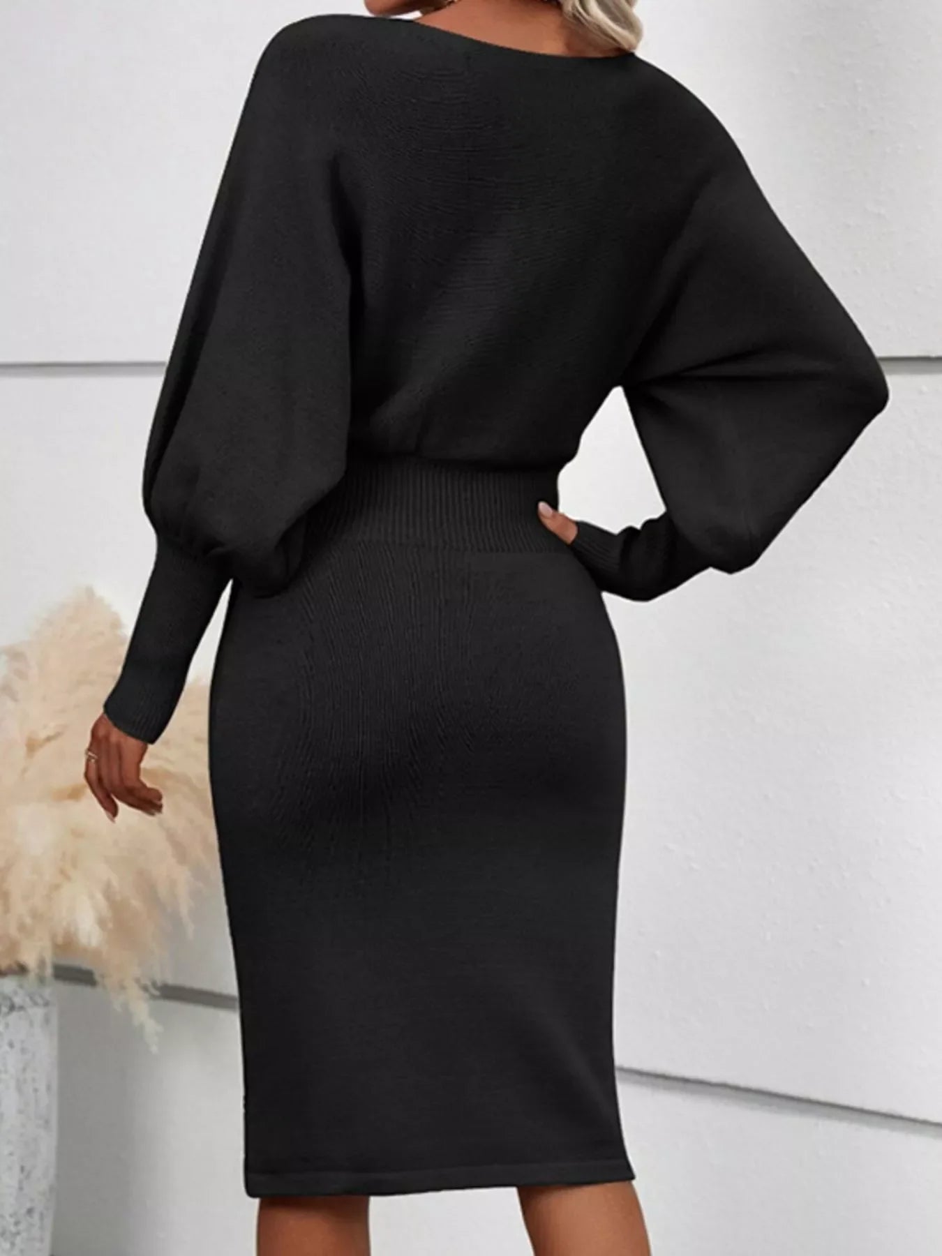 Hazel Blues® |  Lantern Sleeve Bodycon Sweater Dress