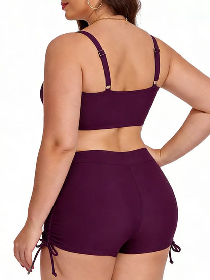 Hazel Blues® | Ruched Drawstring Swim Set