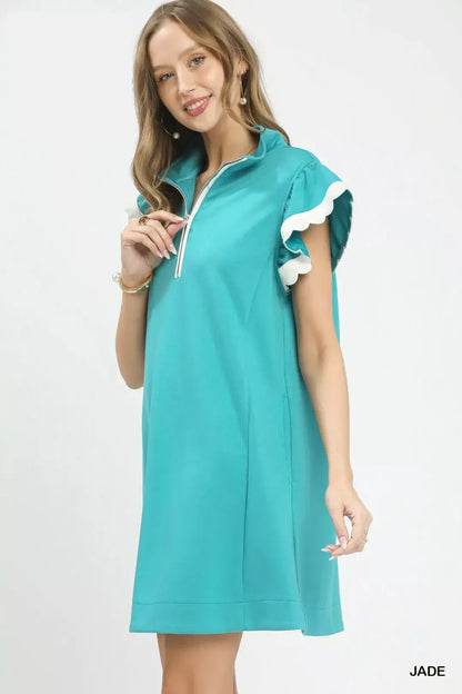 Hazel Blues® |  Umgee Zip-Neck Flutter Sleeve Dress