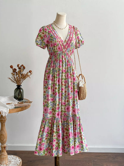 Hazel Blues® |  Floral Print V-Neck Puff Sleeve Dress