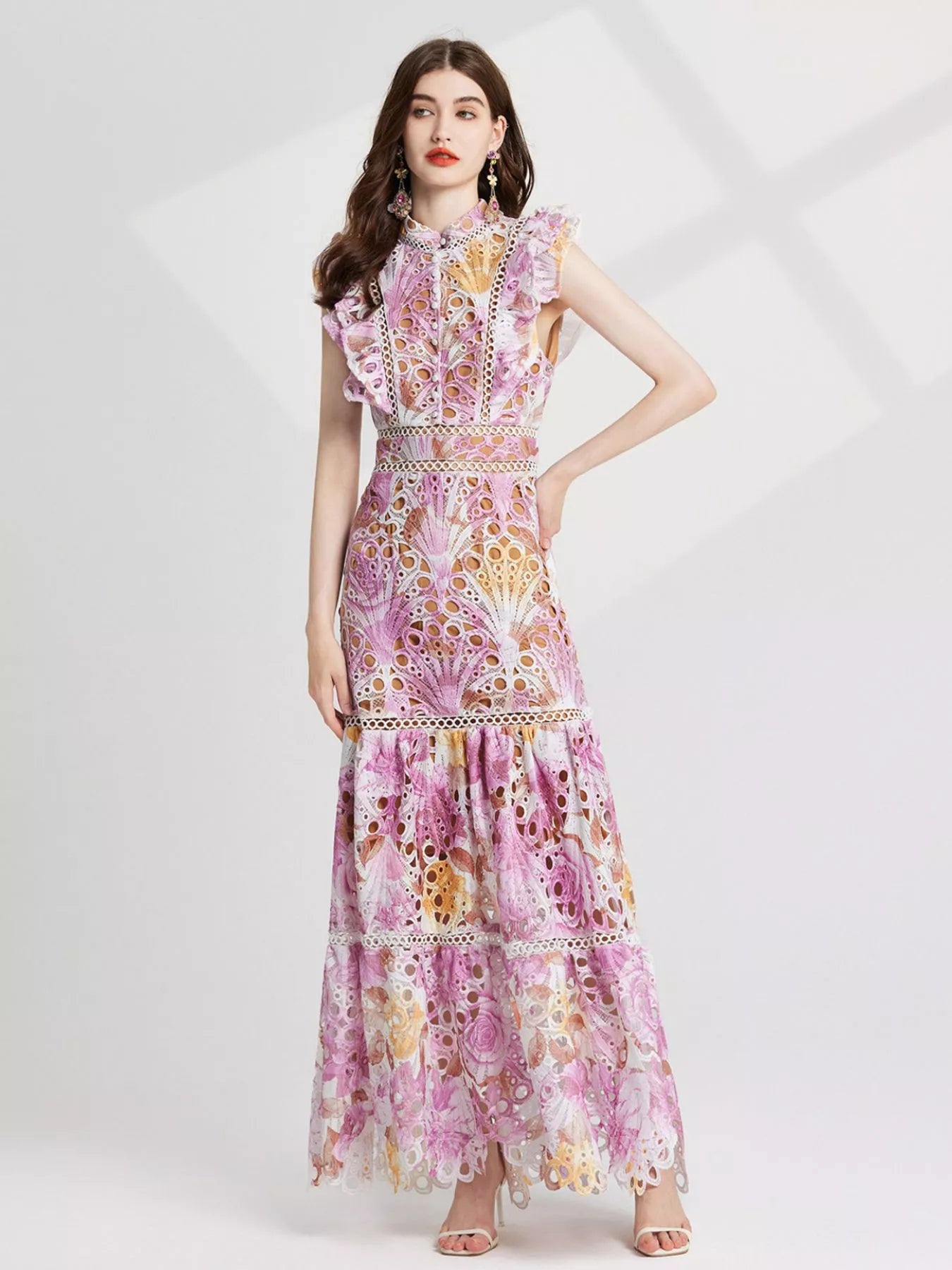 Hazel Blues® |  Floral Lace Detail Maxi Dress