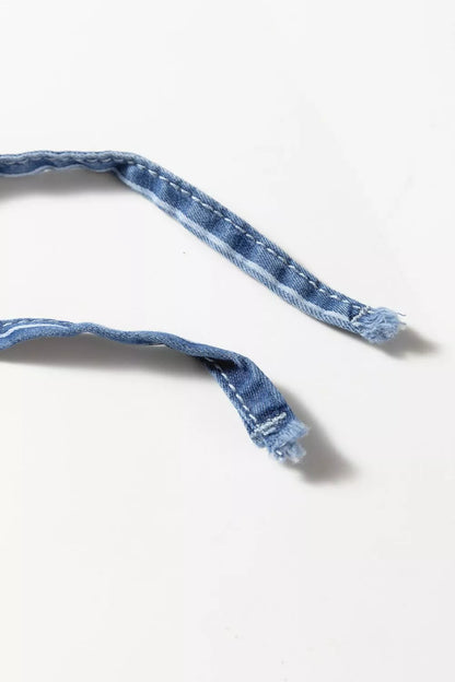 Hazel Blues® |  Stripe Chambray Wide Leg Tied Elastic Waist Jeans
