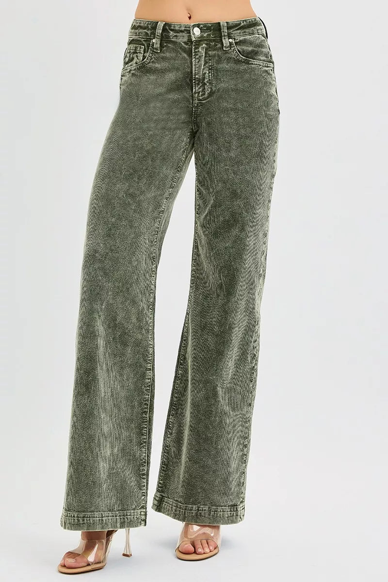 Hazel Blues® | RISEN High Rise Wide Leg Corduroy Jeans