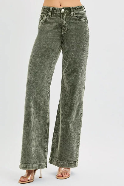 Hazel Blues® | RISEN High Rise Wide Leg Corduroy Jeans