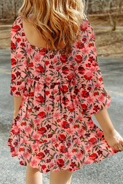 Hazel Blues® |  Floral Print Smocked Mini Dress