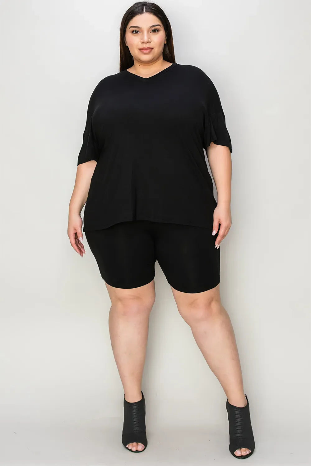Hazel Blues® |  Basic Bae Bamboo V-Neck Drop Shoulder T-Shirt and Shorts Set