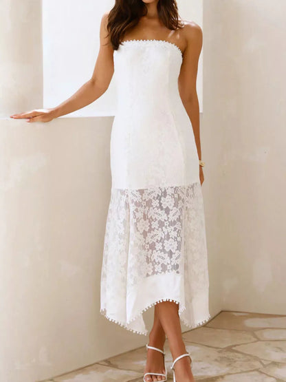 Hazel Blues® |  Elegant Lace Strapless Midi Dress