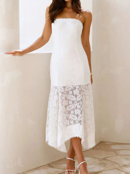 Hazel Blues® |  Elegant Lace Strapless Midi Dress