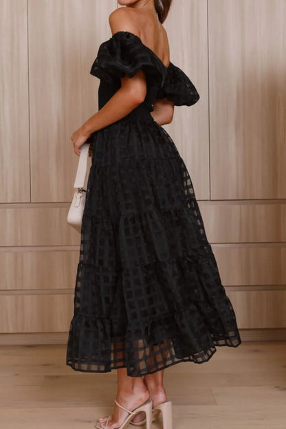 Hazel Blues® |  Off Shoulder Short Puff Sleeve Midi Dress
