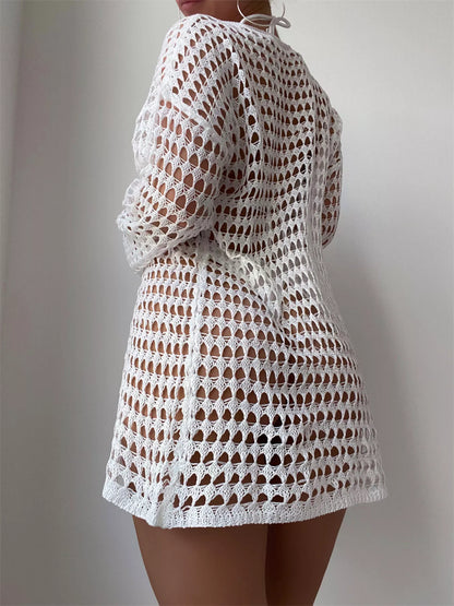 Hazel Blues® | Crochet Knit Long Sleeve Cover-Up